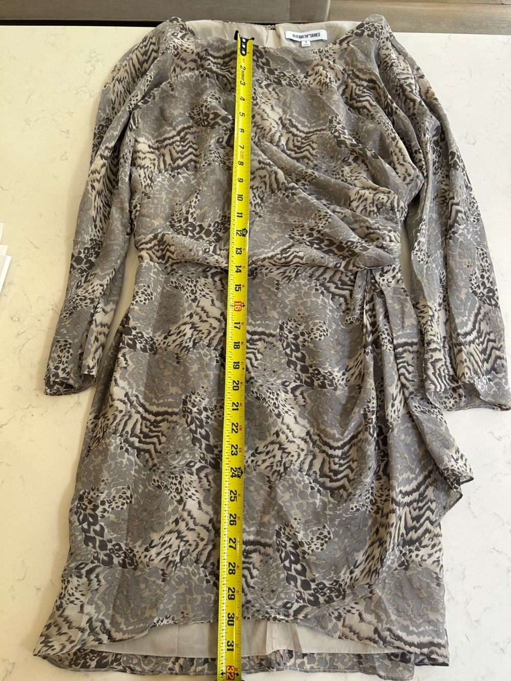 Elizabeth and James Animal Print Draped Long Sleeve Mini Dress Size 4 - Picture 14 of 16